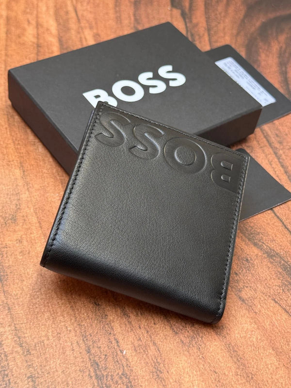 BOSS Embossed-logo Wallet in Grained leather with Coin Pocket Style Big BB- 4cc Coin