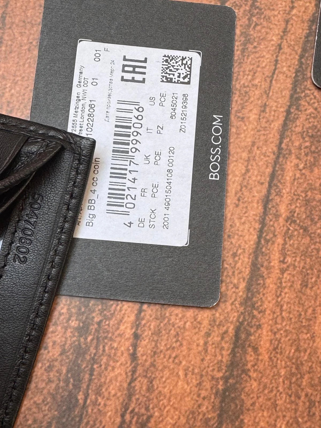BOSS Embossed-logo Wallet in Grained leather with Coin Pocket Style Big BB- 4cc Coin