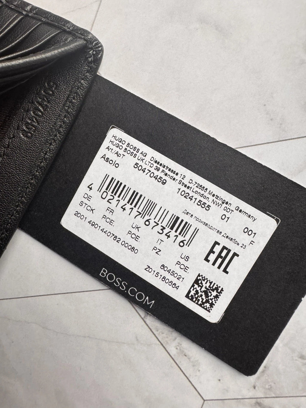 BOSS Bifold Black leather Wallet with Coin Pocket Style Big BB- 4cc Coin
