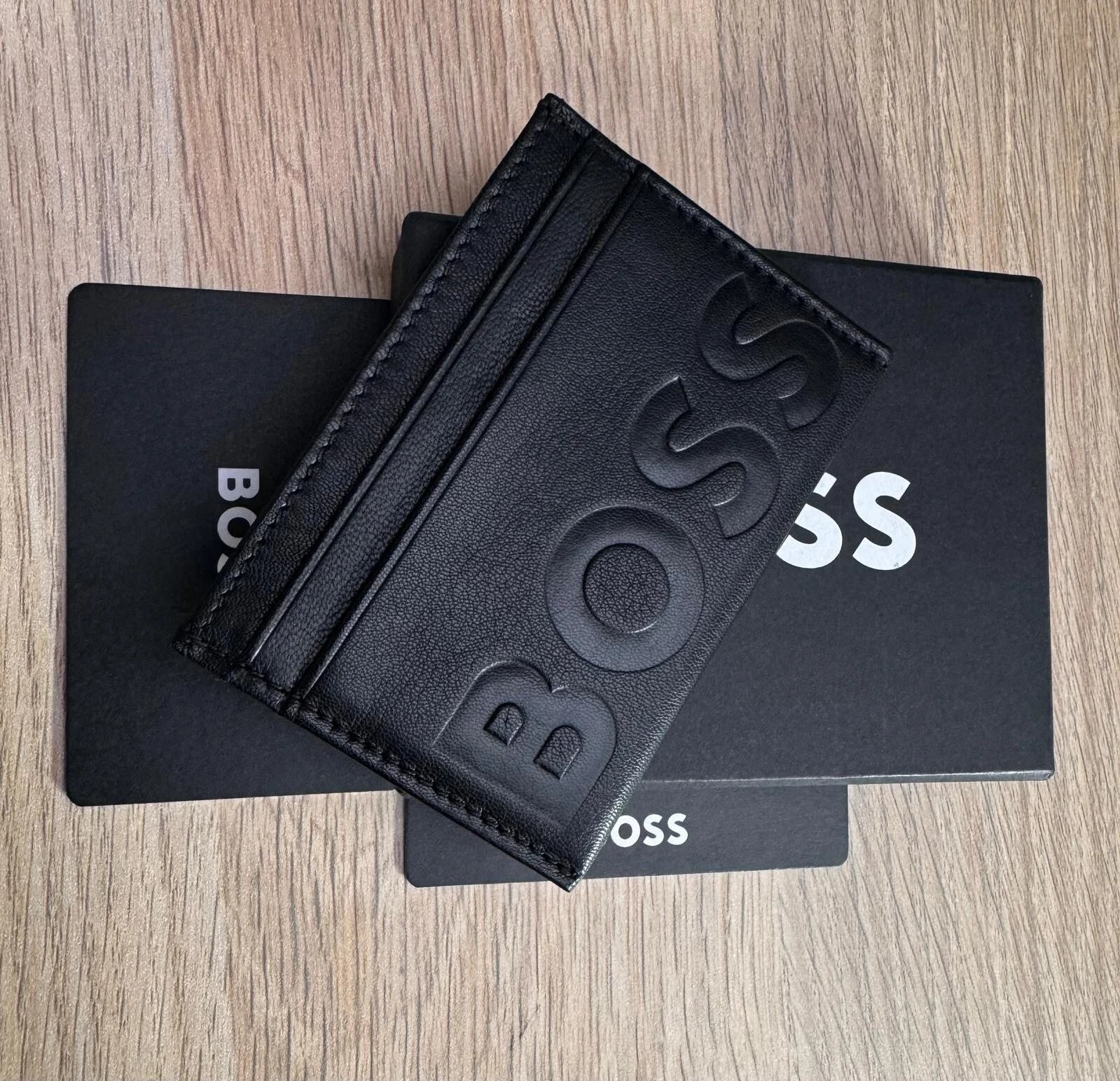 HUGO BOSS grained leather card holder with embossed logo BIG BB_S Card-50470809